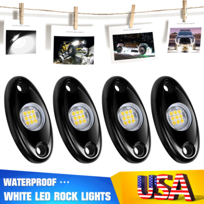 4X White Underglow Lights Fender Well Lights for Cars Jeep Offroad Truck UTV ATV