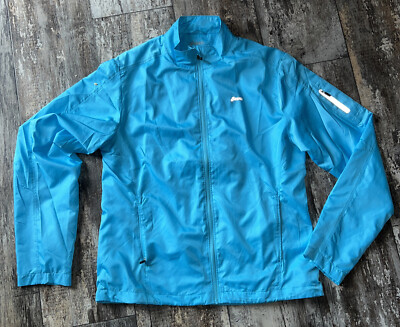 ASICS Women Jacket Full Zip Motion Windbreaker Running green Large w/stuff sack