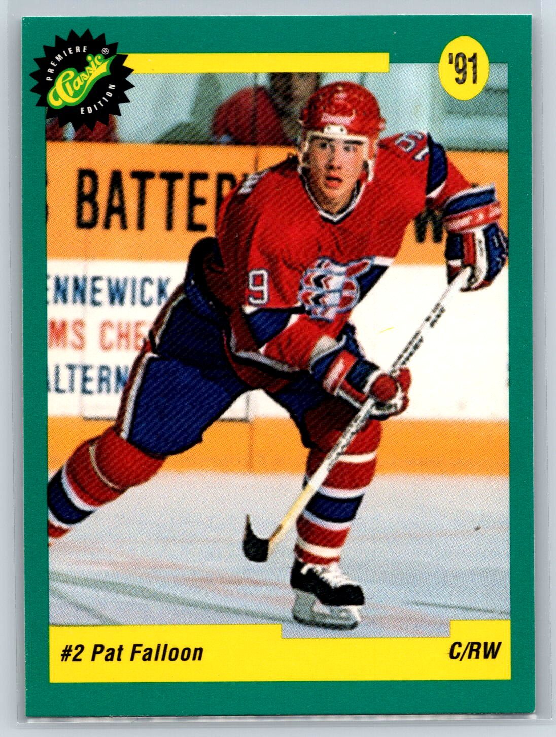 1991 Classic Draft Picks Pat Falloon Rookie San Jose Sharks RC #2
