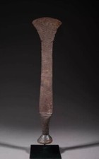 RARE ANCIEN GRAND COUTEAU CÉRÉMONIE EN FER BOIS CUIR CONGO - ART PREMIER AFRIQUE