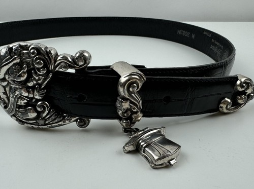 Brighton x Disney M Mickey Mouse Minnie Hat Charm Black Leather Belt - Picture 2 of 11