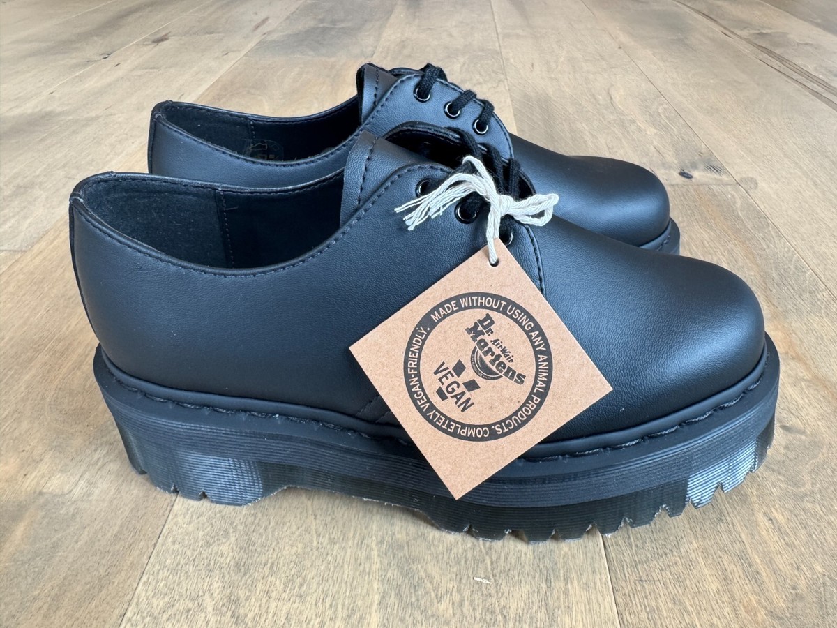Dr. Martens 1461 Quad Mono Black Platform Vegan Leather Shoes