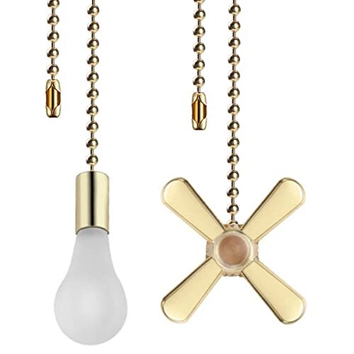 Beaded Ball Ceiling Fan Pull Chain 2pcs 3mm Diameter 13.6 Inch-image