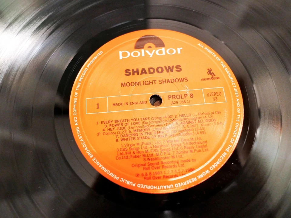 THE SHADOWS MOONLIGHT SHADOWS 33T LP VINYLE EX COVER EX ORIGINAL 1986 - Photo 3/4