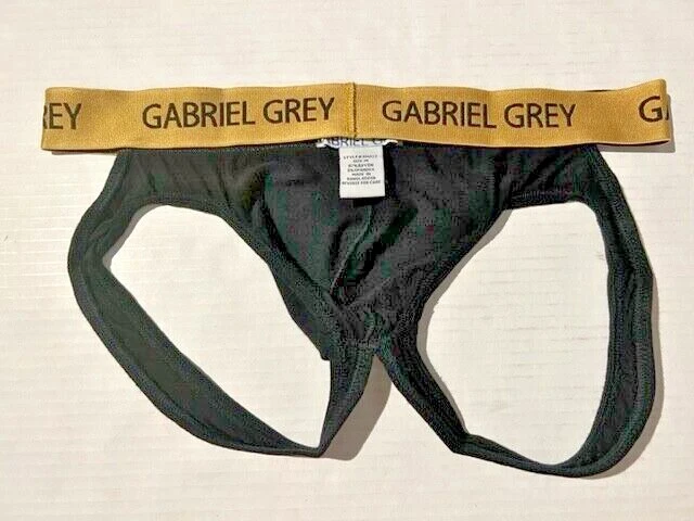 New GABRIEL GREY Mens Blk Rayon Spandex Jock Strap Underwear sz M Vtg — 第 4/4 张图片