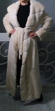 New Designer Light Peach Color Mink Fur Full Length Coat Made In Italy