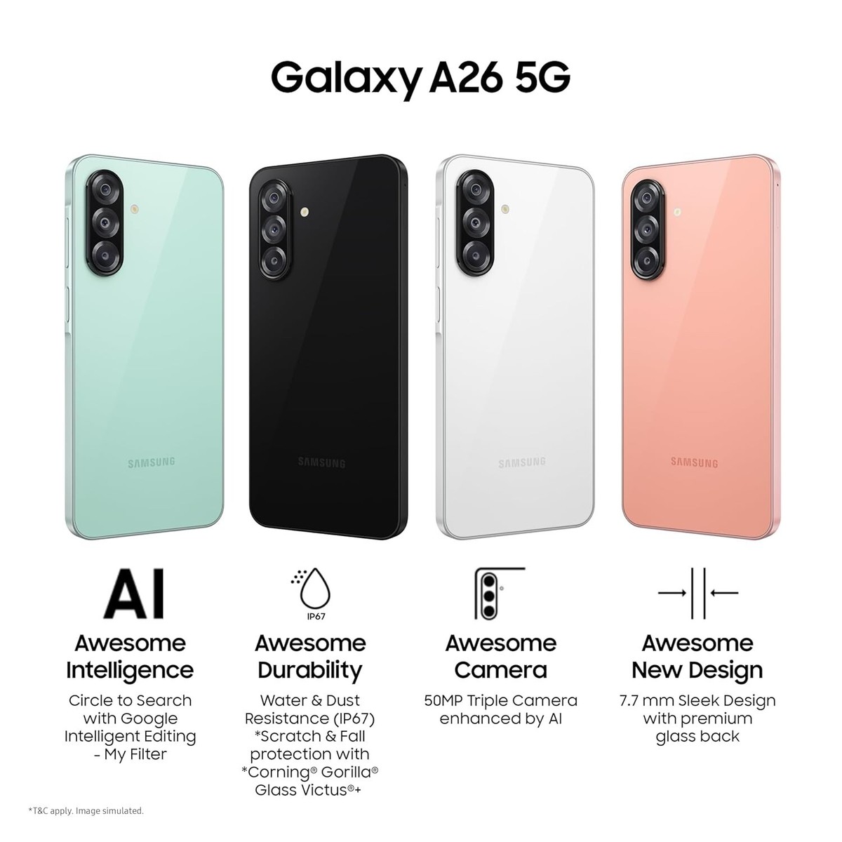 Samsung Galaxy A26 5G-SM-A266B-AI Smartphone-8GB RAM-128GB