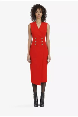 open lace back dress Women's Radiant Reverie Red Linen Midi Dress | Size: L