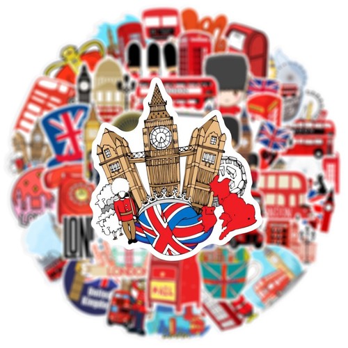 50pcs London Red Architecture Art Stickers Luggage Decoration Stickers - Picture 8 of 11