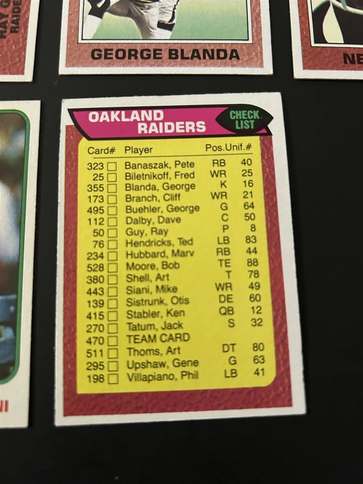 1976 Topps OAKLAND RAIDERS Team Set of 22 STABLER Biletnikoff TATUM Upshaw SHELL - Image 4 of 4