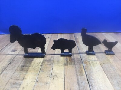 Metal Animal Shooting Gallery Targets Set Of 4 - Ram Pig Chicken Turkey ...