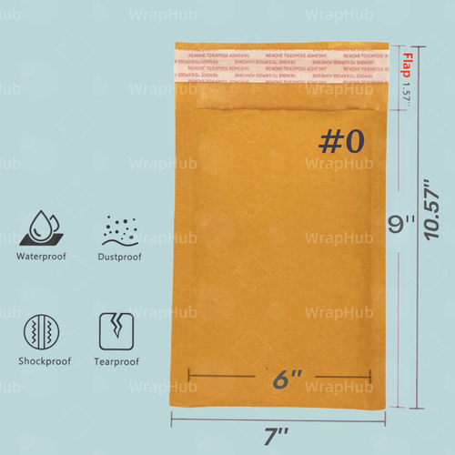 10/25/50/100/250 Pcs 6''X9'' 0 Kraft Bubble Mailer Padded Shipping
