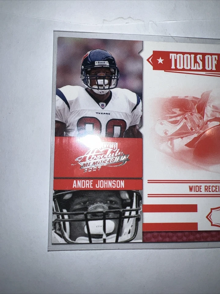 2007 Playoff Absolute Memorabilia Tools of the Trade Red /100 Andre Johnson HOF - Image 2 of 4