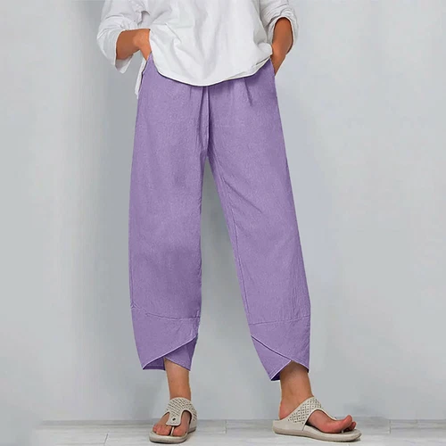 New Womens Ladies Cotton Linen Loose Baggy Casual Harem Pants Trousers Plus Size - Picture 17 of 35