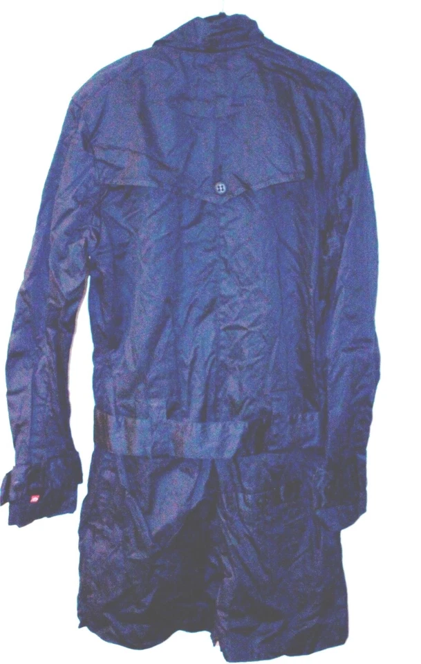 Gabardina GSUS para hombre chaqueta con cinturón negra multi bolsillo larga mezcla de algodón L Foto 2 de 2