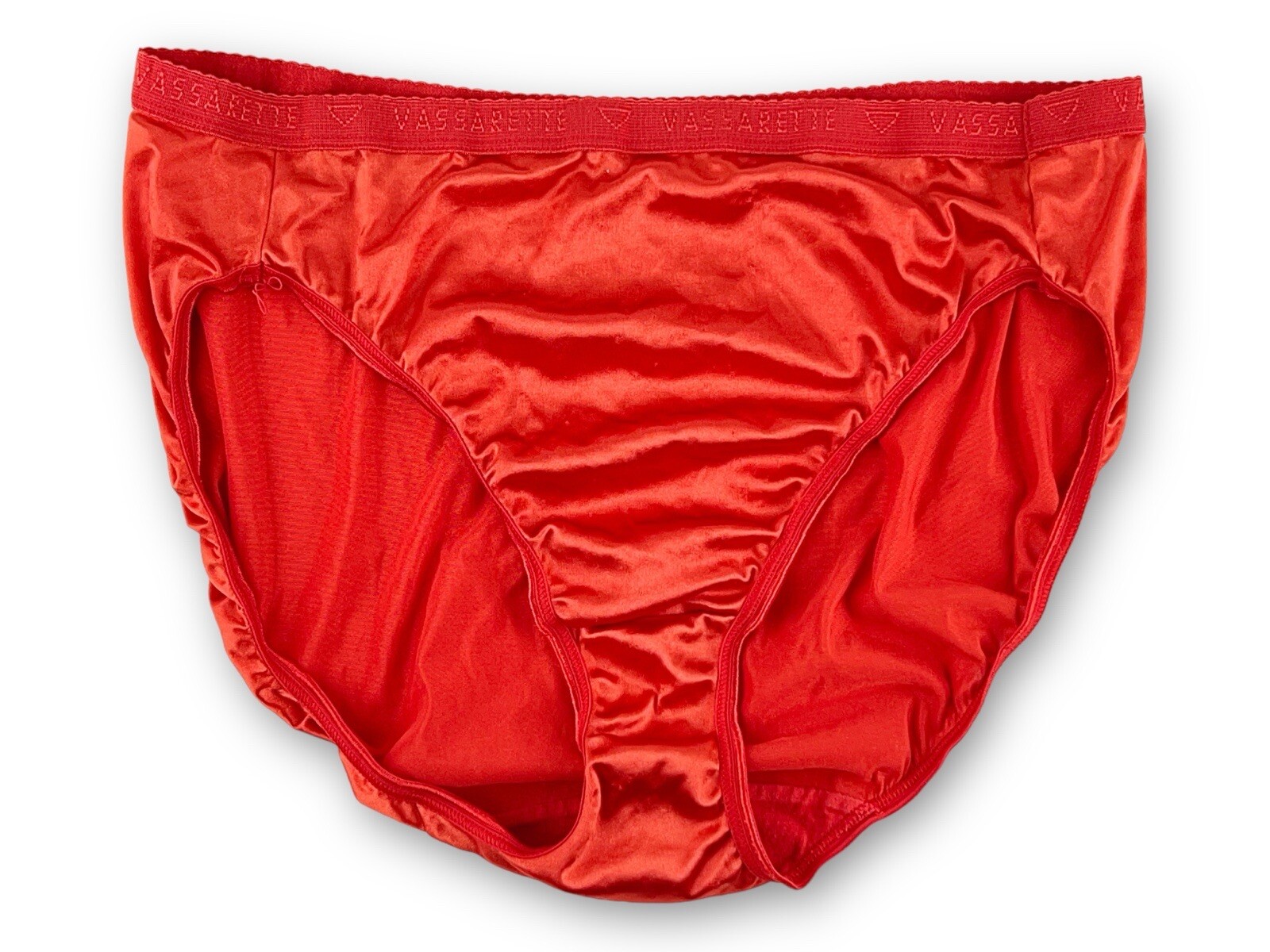 VINTAGE VASSARETTE PANTIES LIQUID SECOND SKIN SATIN HI CUT 18150 SZ 8