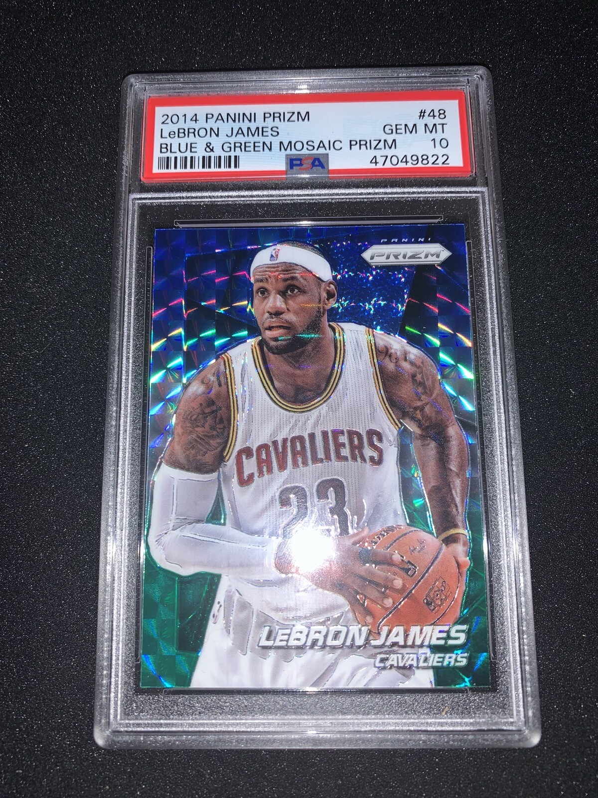2014 Panini Prizm #48 Lebron JAMES Blue Green Mosaic PSA 10 HEAT Low POP