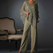 Mother Of The Bride Pantsuit Woman Suit With Irregual Jacket Chiffon Pantsuit