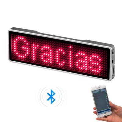 Rechargeable Bluetooth Digital LED Badge Insignia DIY Programmable Scrolling Mes