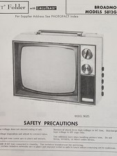 Sams Photofact Repair Service Parts Manual For Broadmoor Models 5812G, 5812S