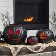 SET OF 3 INDOOR HALLOWEEN PUMPKIN LANTERNS 1785143, BLACK NEW