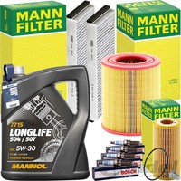 Mann Inspektionspaket+Mannol 5W-30 MotorÖL Passend FüR 2.0 Tfsi Audi A6 C6 4F2/5