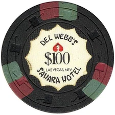 Sahara Del Webb's Casino Las Vegas Nevada $100 Chip 1971