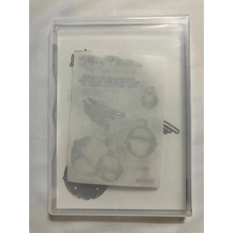 Juego de estampillas adhesivas Stampin Up Cherish The Season y troqueles campanas de Navidad pino Foto 3 de 3