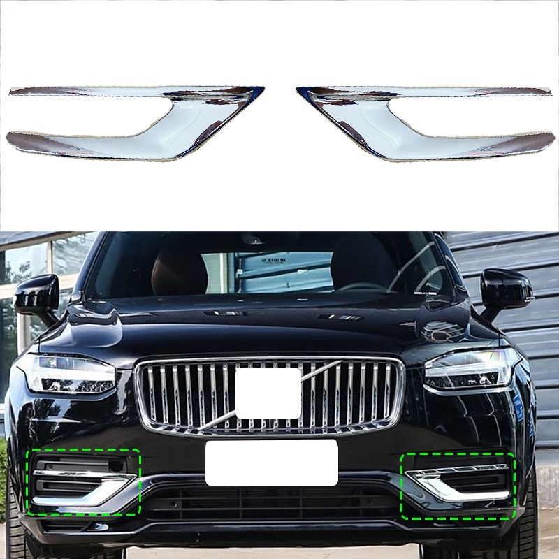 Chrome Front Bumper Fog Light Grille Trim Cover Strip For Volvo XC90 2020-2024