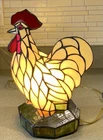 Vintage Tiffany Style 13.5” Stained Glass Chicken Rooster Farmhouse Table Lamp