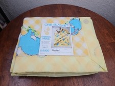 Vintage Beacon Crib Blanket Garden Patch Ducks Bunnies Animals 40" x 45" NOS