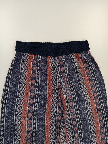 Women’s Bebop Size LG Boho Wide Leg Long Lightweight Summer Navy & Red Pants - Picture 4 of 10