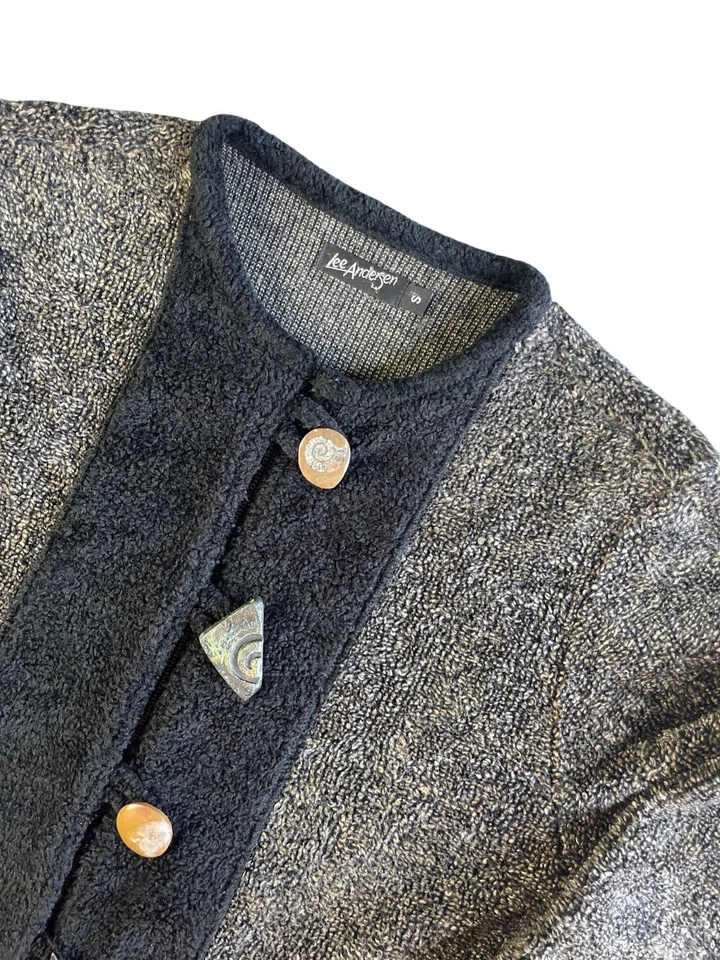 Suéter cárdigan Lee Andersen para mujer con botones delanteros S negro y gris Foto 2 de 4