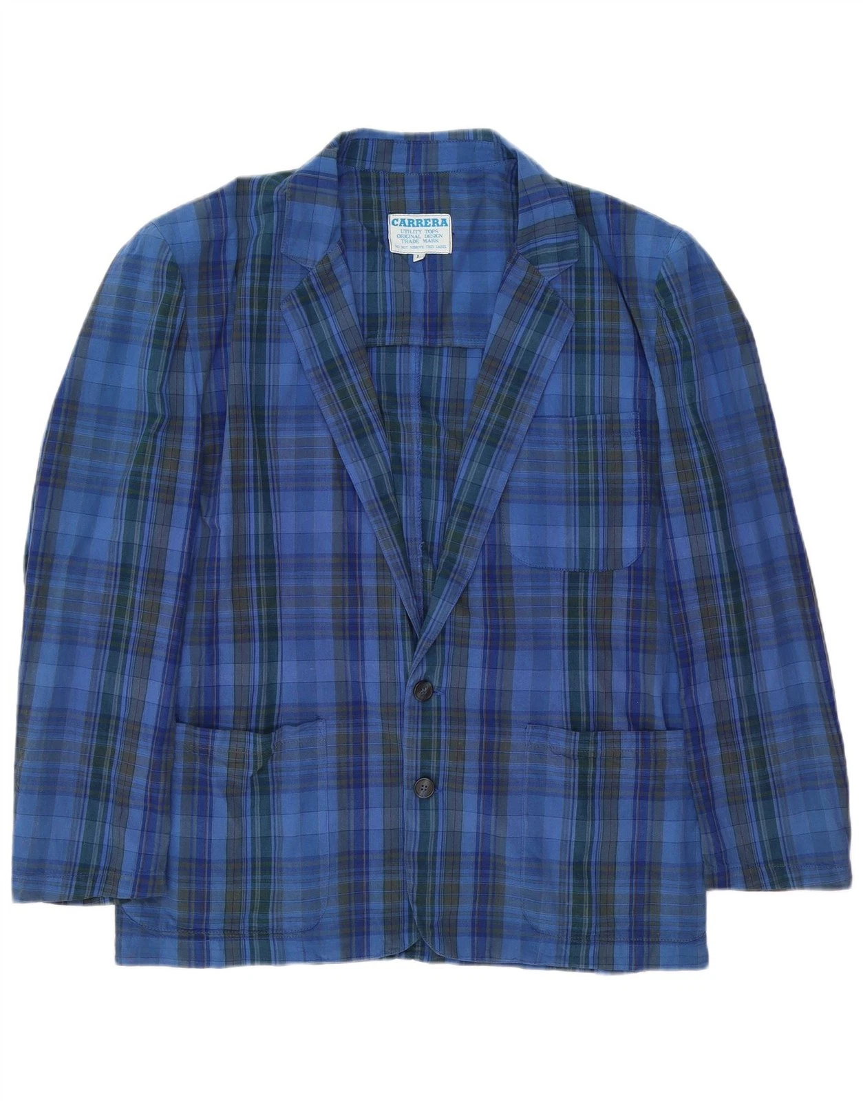 Carrera Mens 2 Button Blazer Jacket UK 40 Large Blue Check JS08