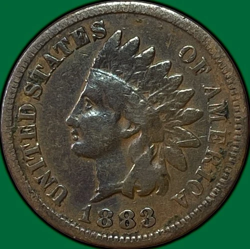 1883 Indian Head Cent Fine F Coin #38580