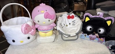 HELLO KITTY EASTER BASKET, LIGHTED DECOR, PURSE & CHAIR LOT OF 4 NEW PIECES