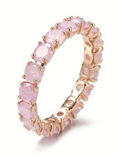 Pink 2 Bohemian Cubic Zirconia Eternity Ring Size 6 7 8 9 10