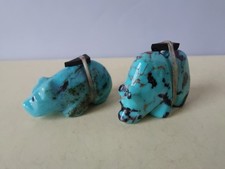 Two delightful, small  Zuni Turquoise carved bear fetishes,  artist Emery Boone