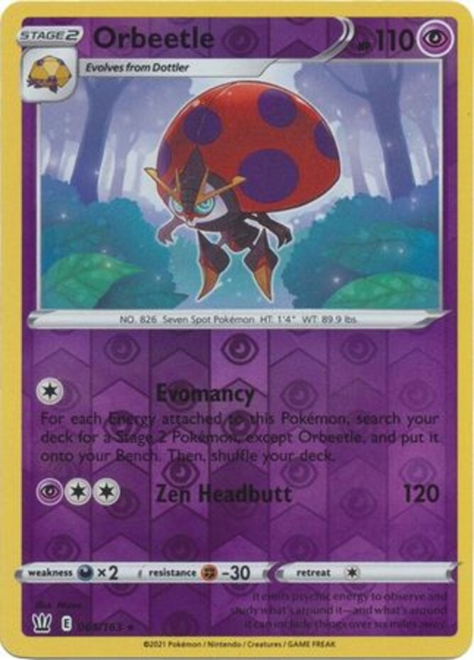 Orbeetle - 065/163 - Holo Rare - Reverse Holo (Lp) Battle Styles - Psychic Pokém