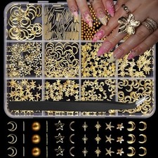 Gold Nail Charms 3D Alloy Beads Nail Gems Shiny Ocean Beach Starfish Color-2