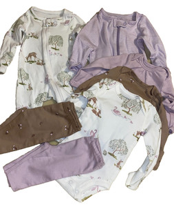 JC !WOW! Newborn Carter's 7 piece Purple Sleepers Bodysuits Pants Leggings Set