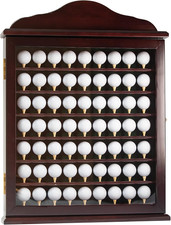 Mahogany Golf Ball Display Case - 63 Ball Holder for Wall Mount