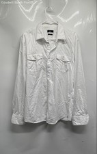 Hugo Boss Mens White Cotton Long Sleeve Collared Slim Fit Button-Up Shirt Sz XL