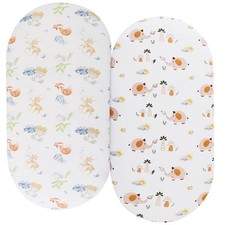 Bassinet Sheets for SNOO Smart Sleeper Dream On Me, Fox Deer / Elephant