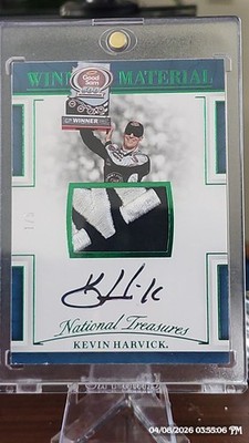 2017 Kevin Harvick National Treasures #1/5 Winning Material Emerald  Auto Signed