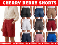 LADIES WOMEN'S CHERRY BERRY SHORTS LEGGINGS ACTIVE CASUAL SUMMER T2-T7