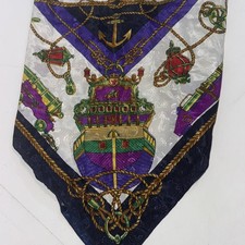 Vintage Nautical Sailboat Flags Chain Print Blue Gold Silk Square Royal Scarf