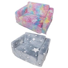 Toddler Kids Couch 2 in 1 Kids Sofa Chair Glow in The Dark Extra Soft Open Couch