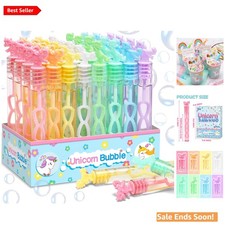 Pastel Unicorn Bubble Wands Set Safe Non-Toxic Fun for Kids' Celebrations
