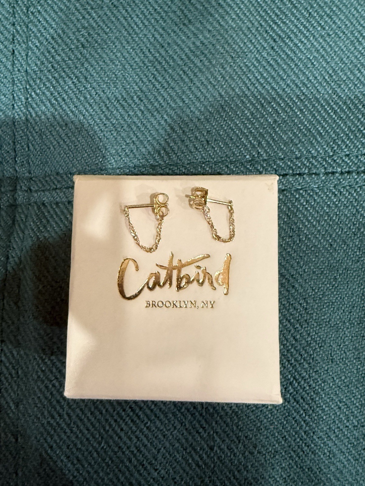 Catbird 14k solid gold sweet nothing chain earring set NIB
